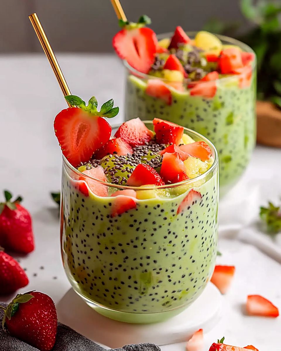 Strawberry Matcha Sago Dessert