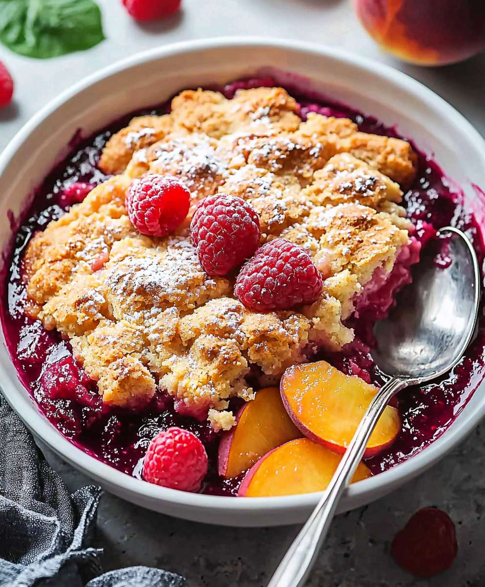 Peach Raspberry Cobbler