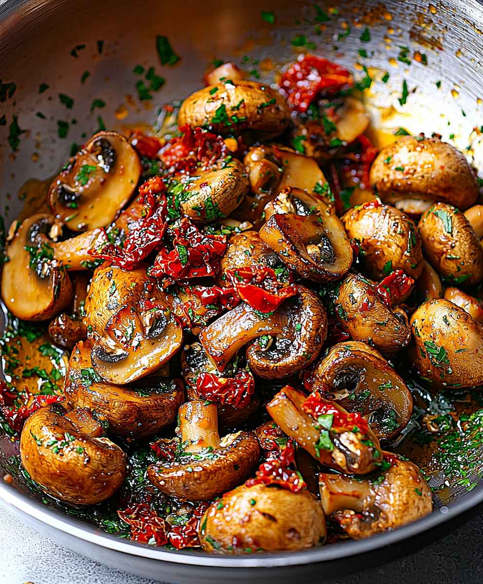 Garlic Mushrooms Sun-Dried Tomatoes