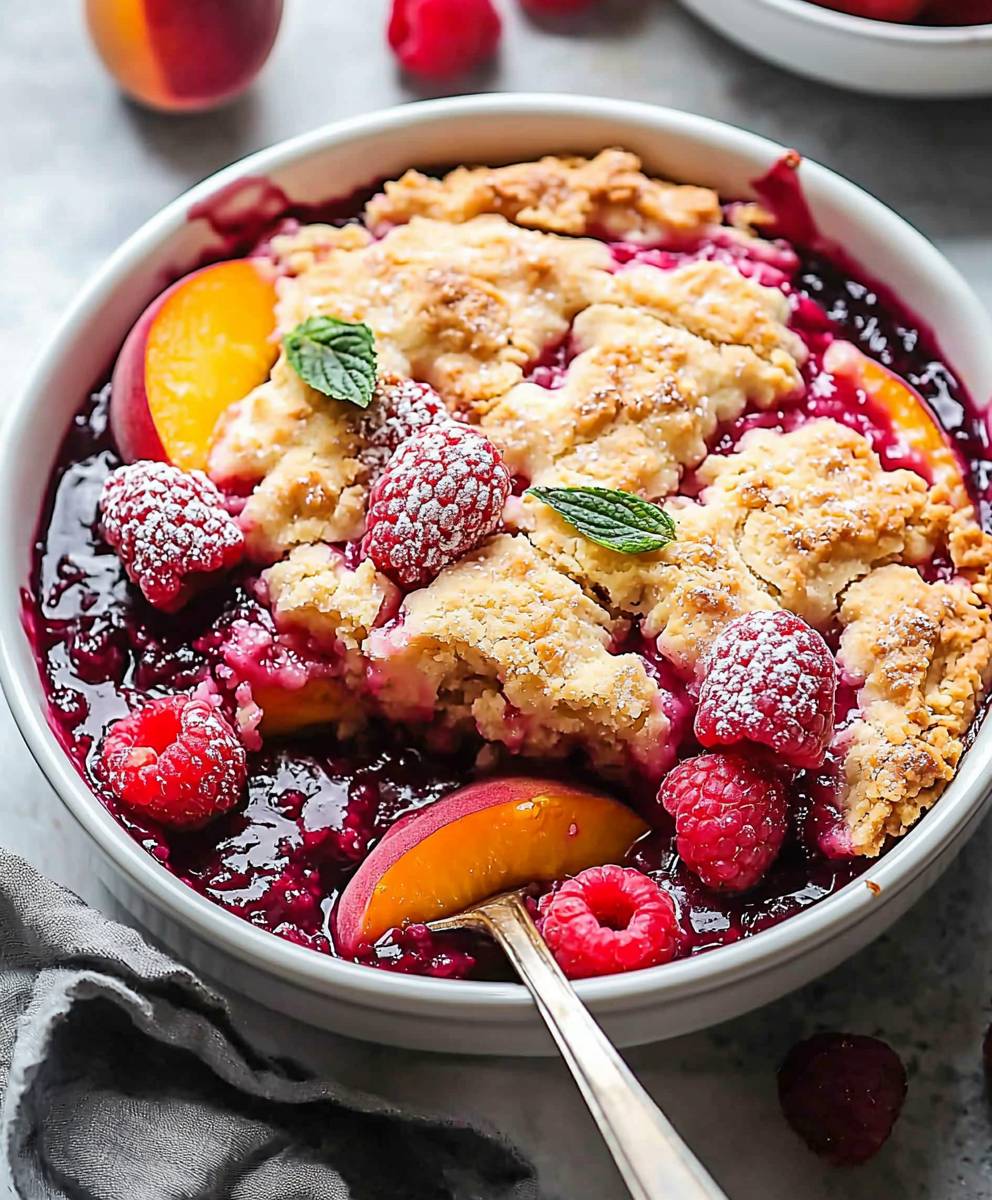 Peach Raspberry Cobbler