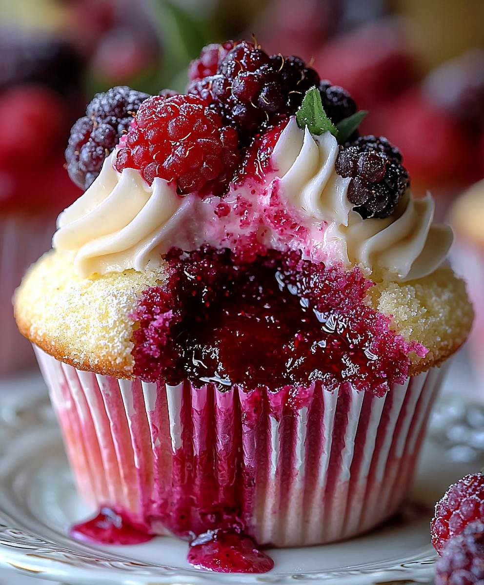 Crimson Berry Bloom Cupcakes