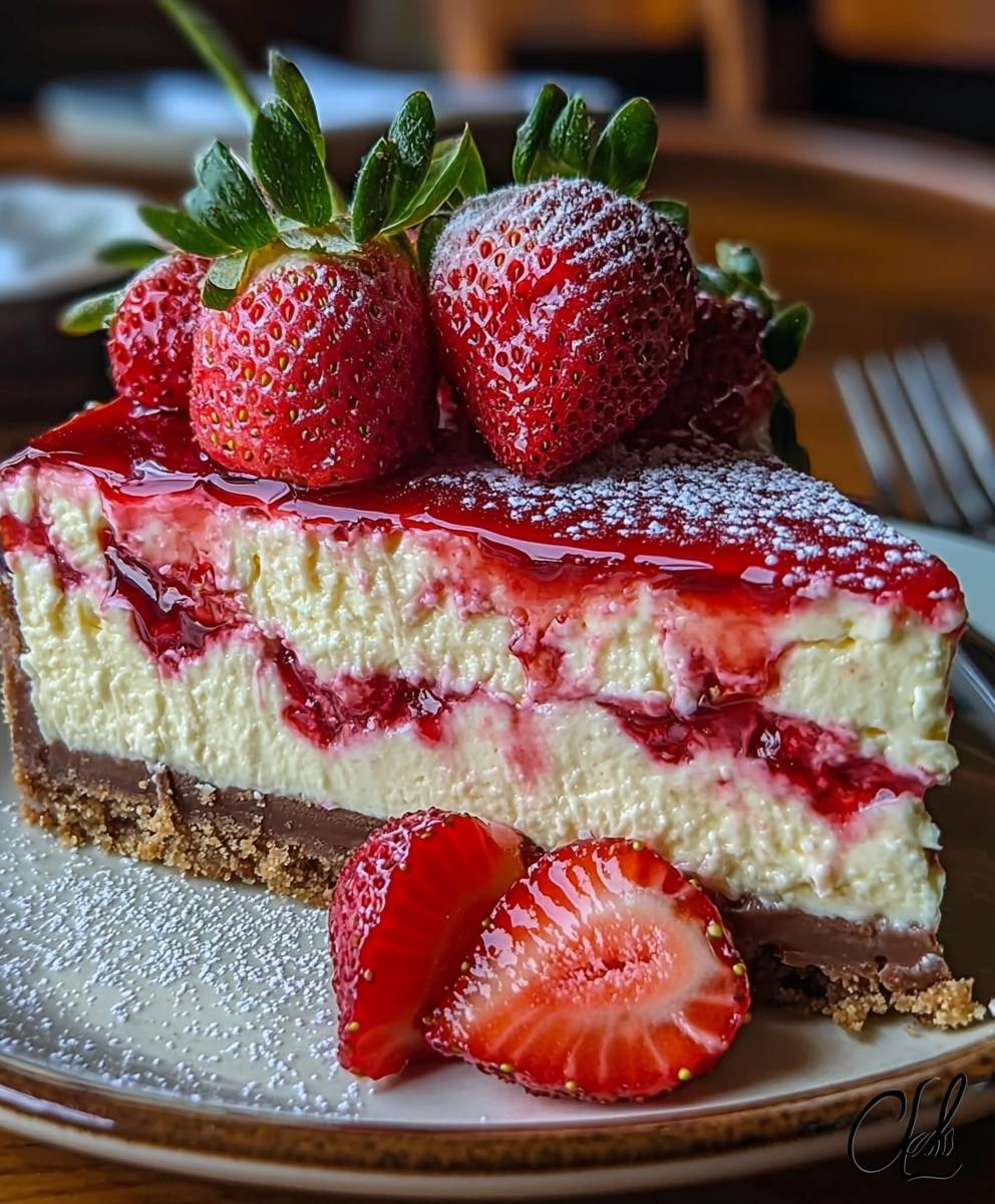 White Chocolate Strawberry Cheesecake
