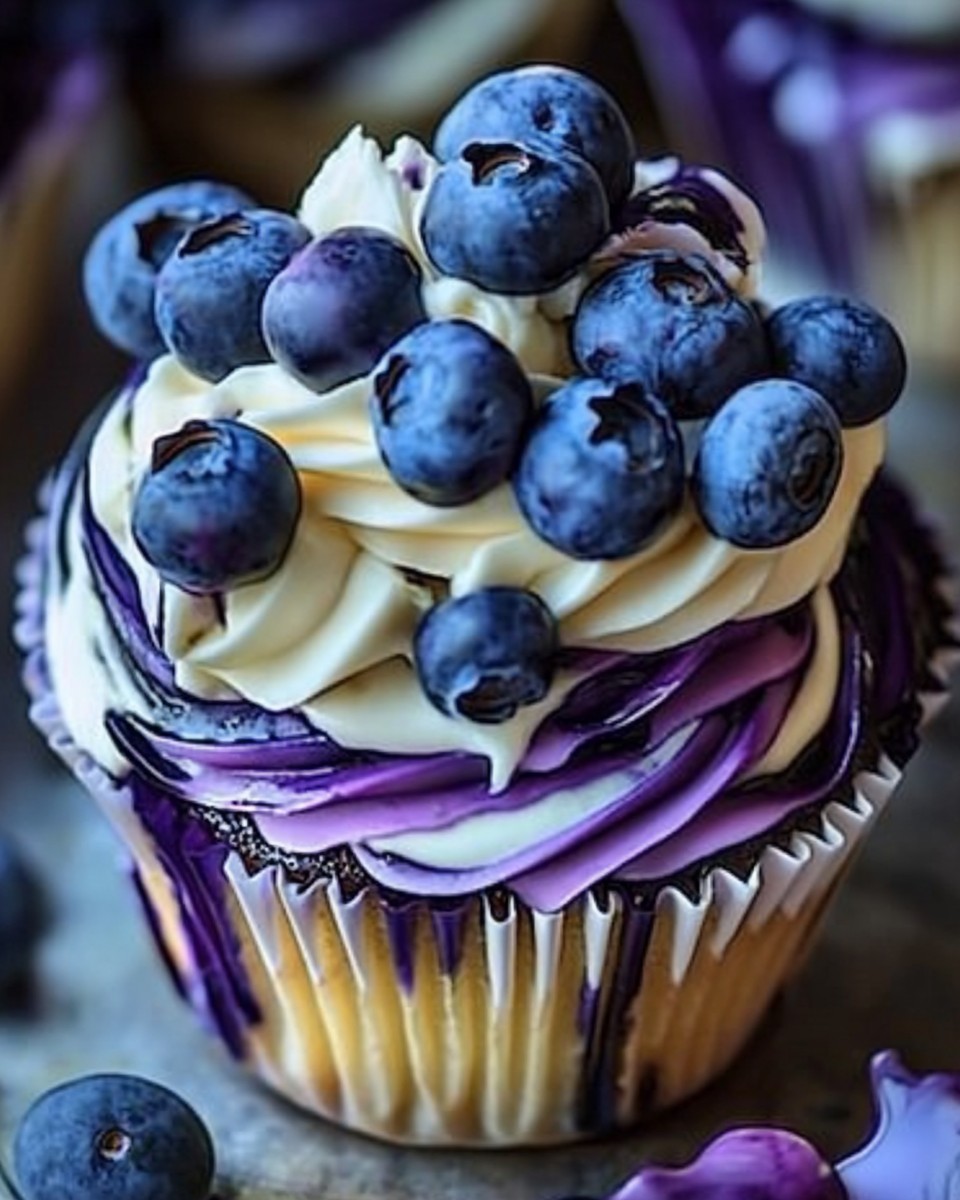 Blueberry Vanilla Cheesecake Cupcakes