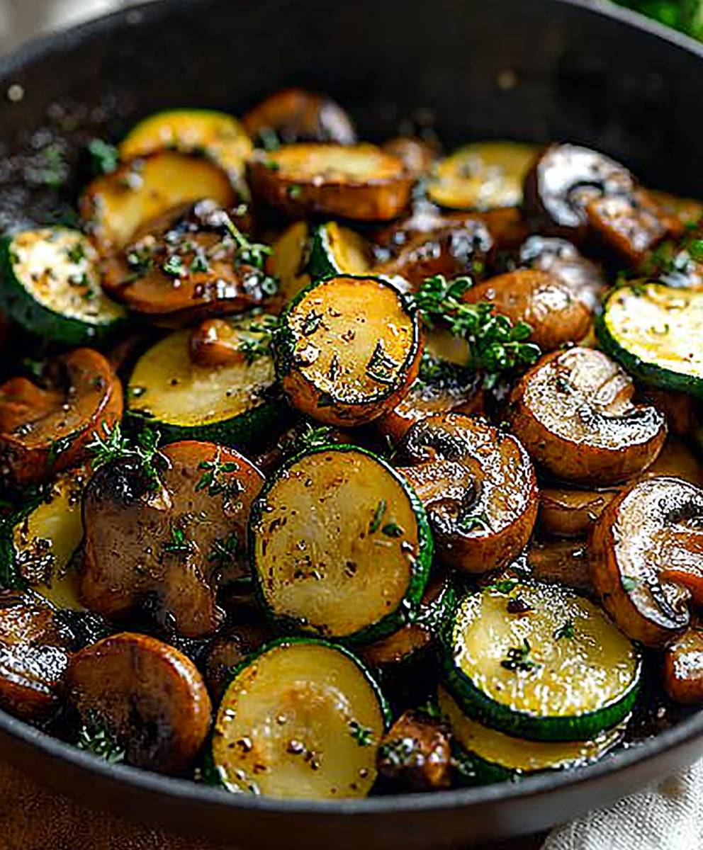 Skillet Zucchini Mushrooms Dish