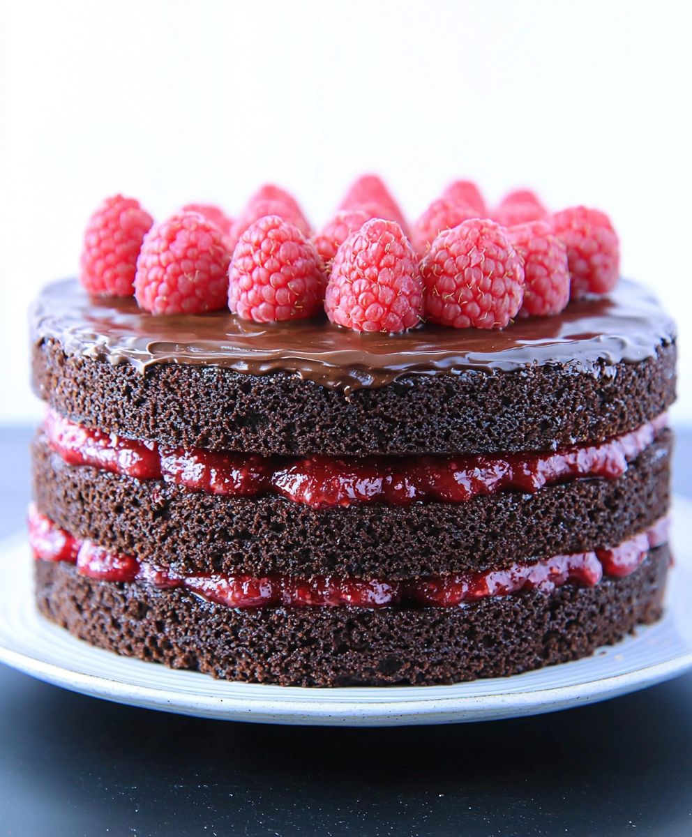 Chocolate Raspberry Truffle Cake