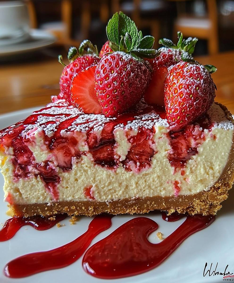 White Chocolate Strawberry Cheesecake