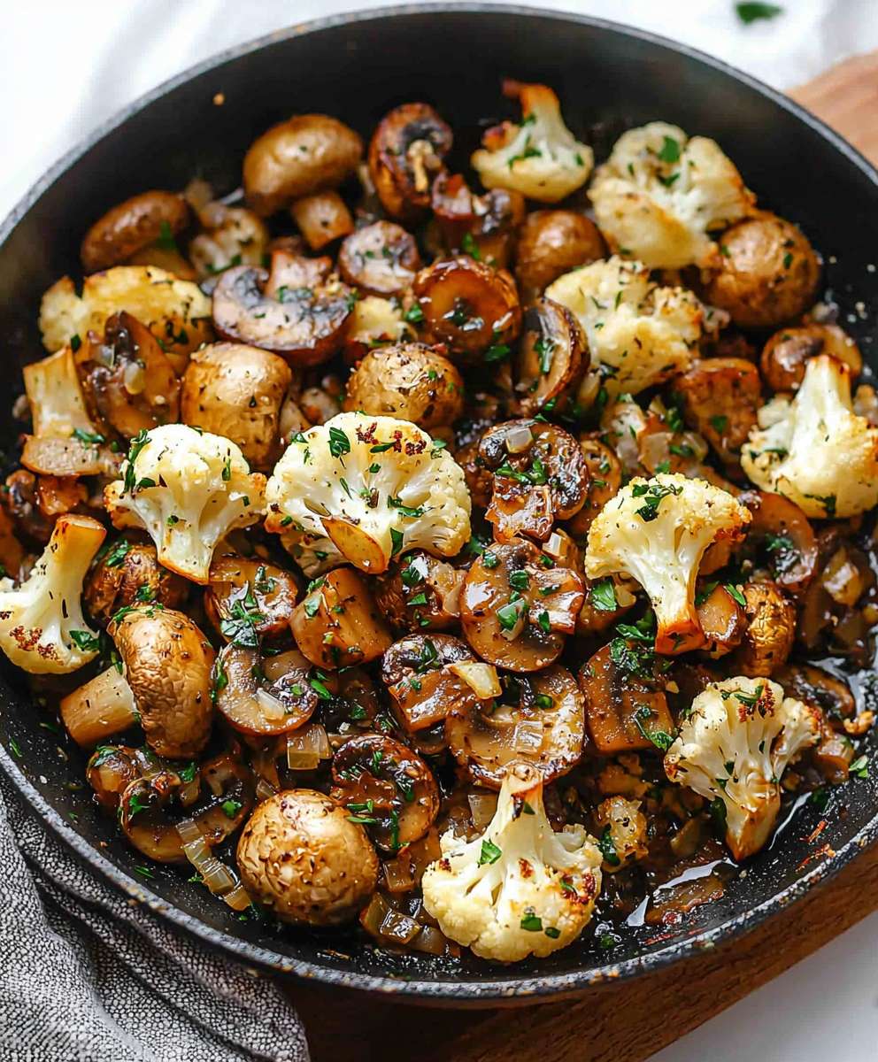 Garlic Mushrooms Cauliflower Skillet
