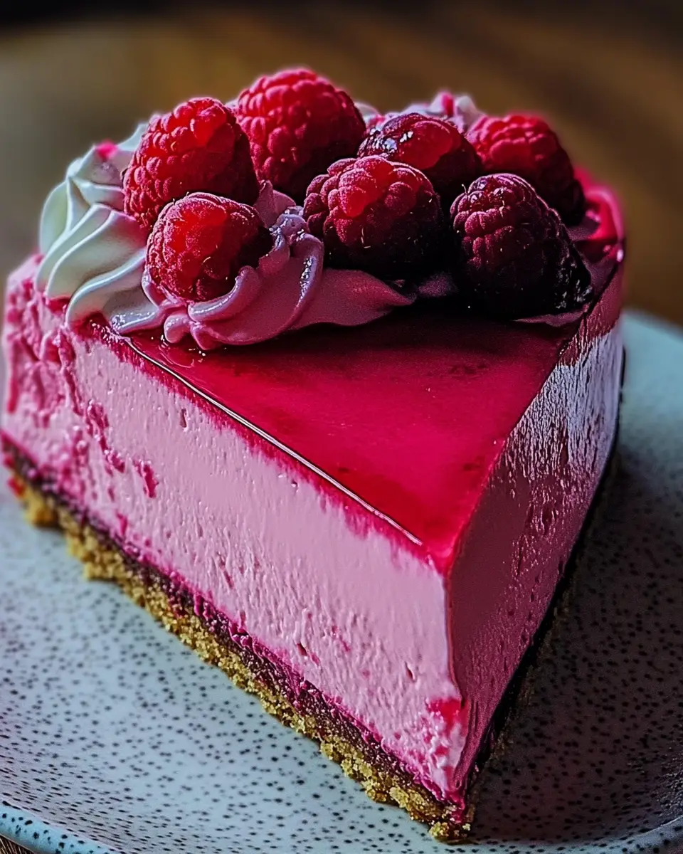 Luxurious Pink Velvet Raspberry Cheesecake - softtasty