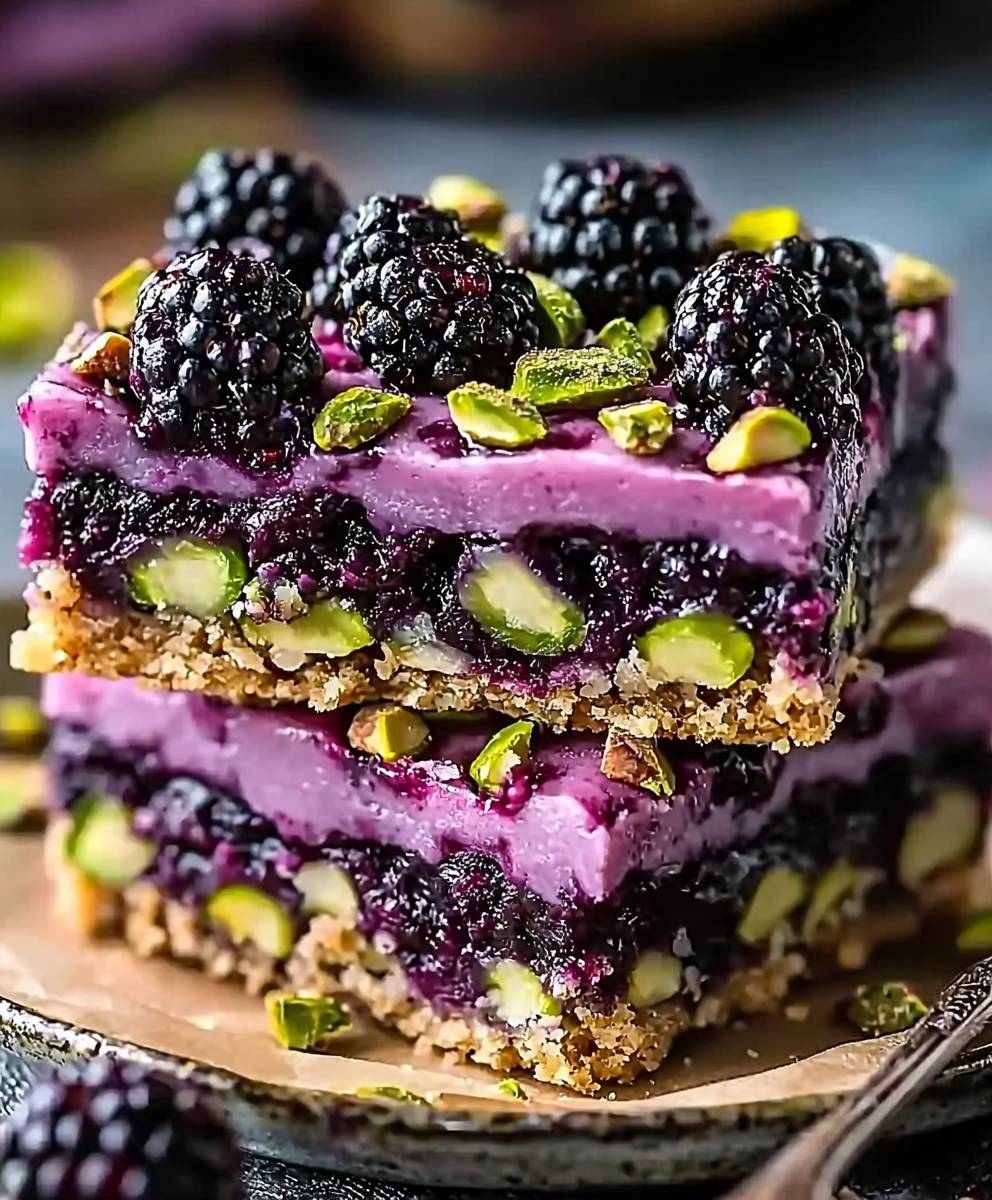 Blackberry Pistachio Dream Bars