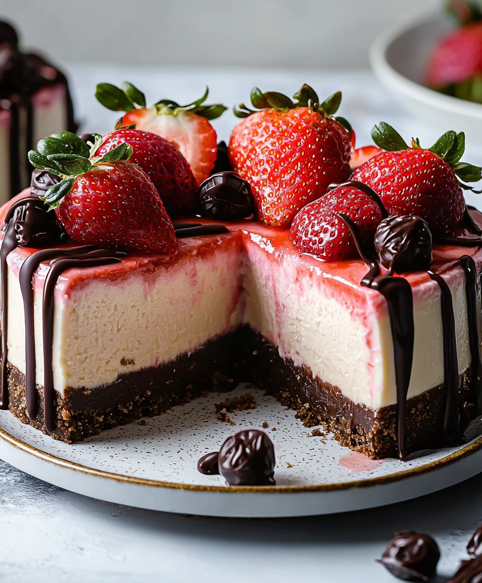Chocolate Covered Strawberry Cheesecake