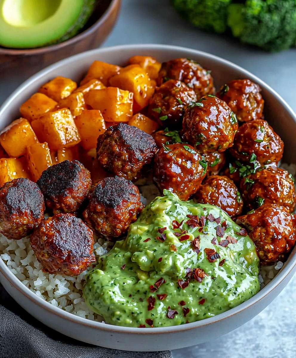 Barbecue Meatball Bowls
