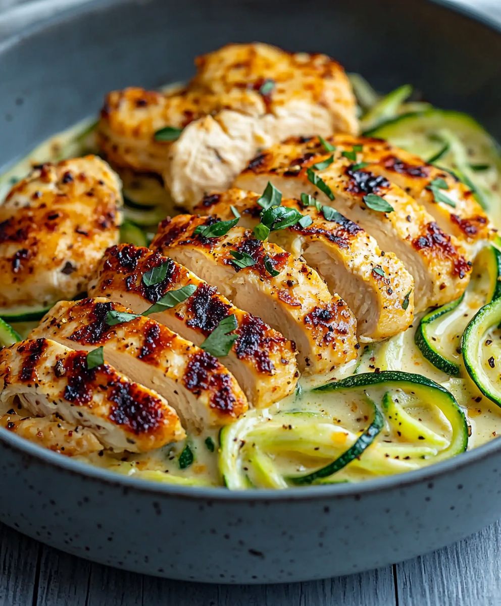 Zucchini Noodle Chicken Alfredo