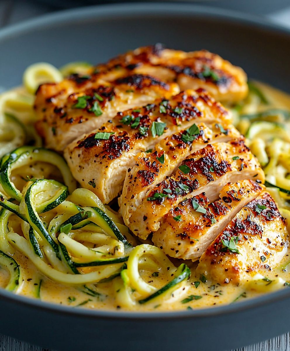 Zucchini Noodle Chicken Alfredo