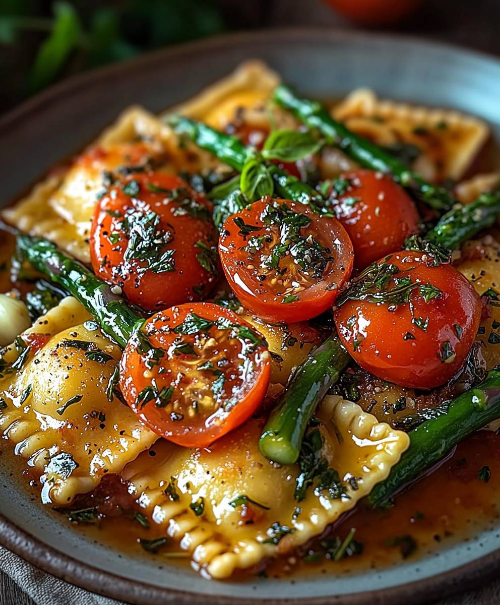 Ravioli with Tomatoes Asparagus