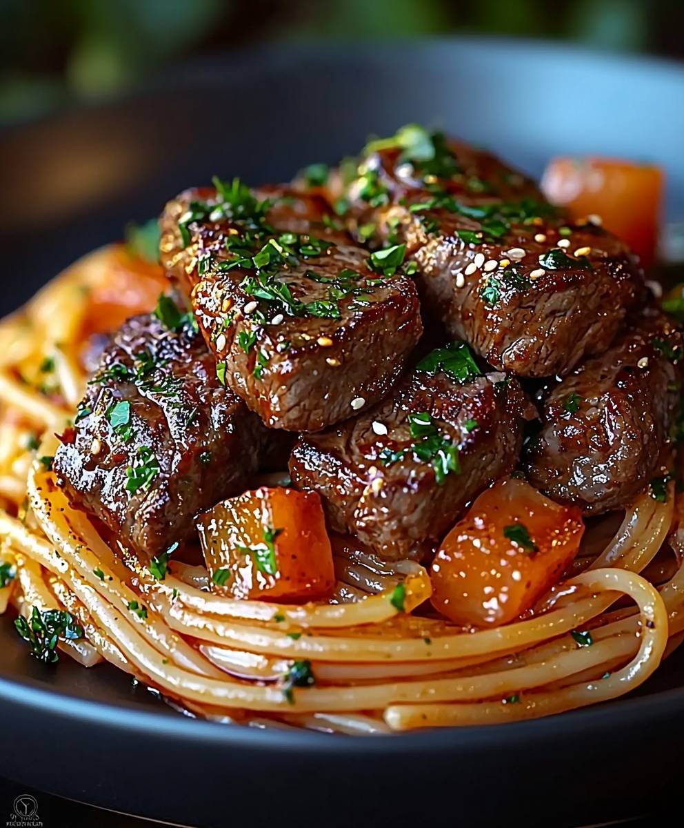 Garlic Steak Pasta
