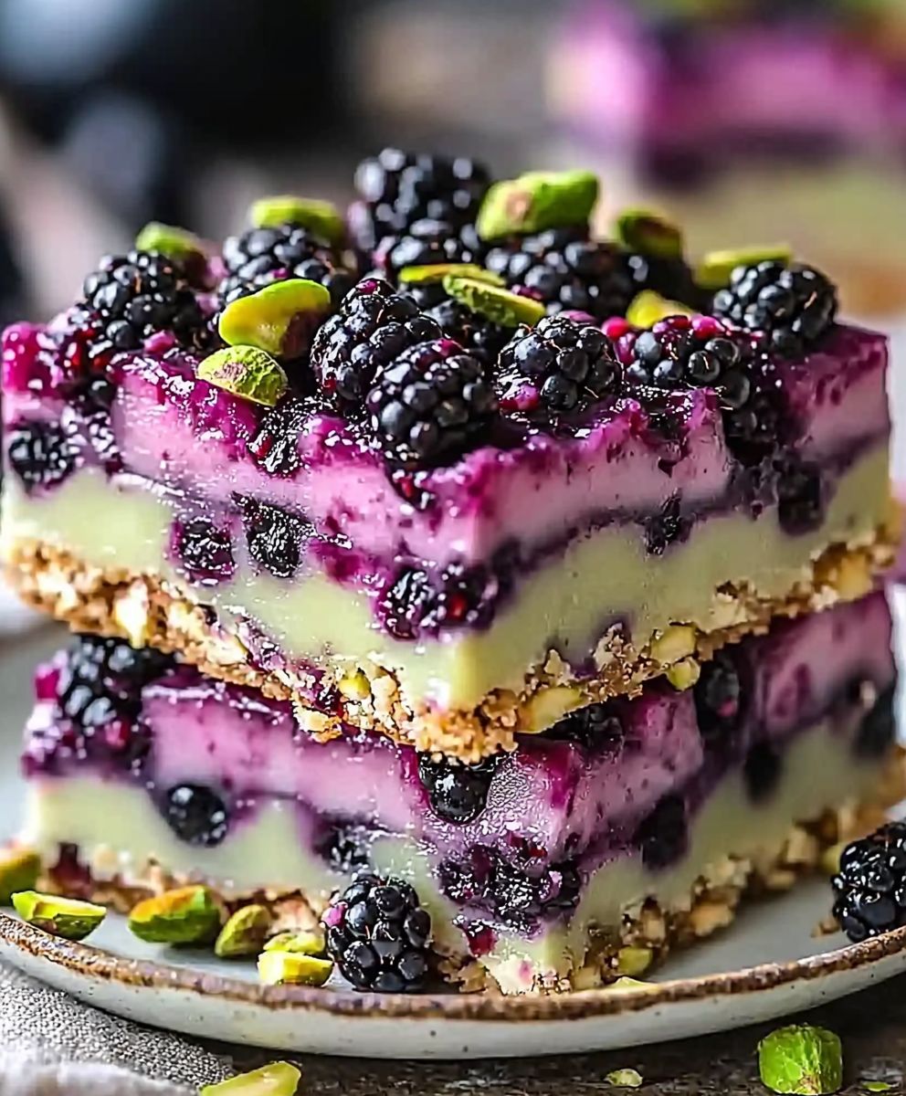 Blackberry Pistachio Dream Bars