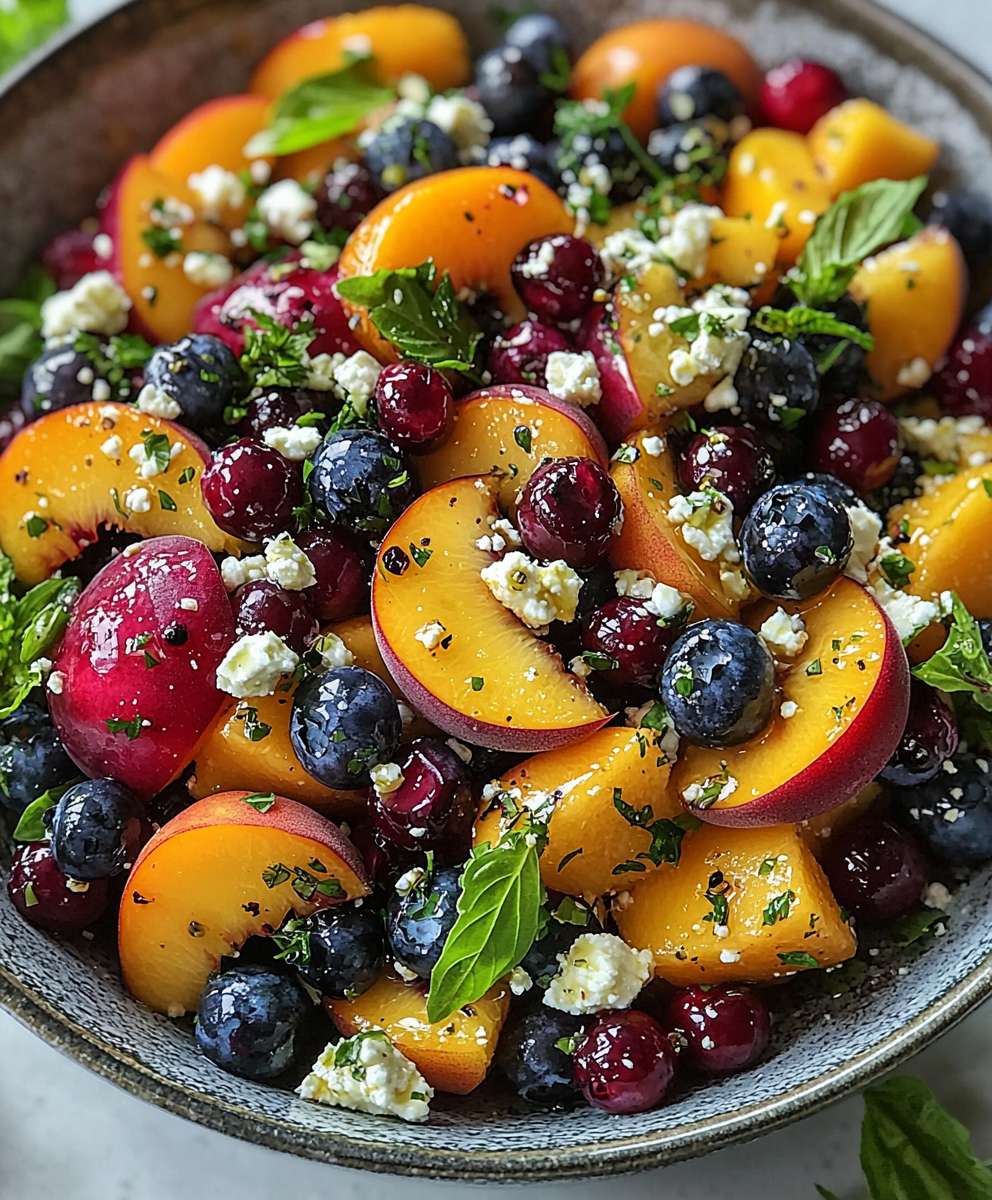 Blueberry Peach Feta Salad