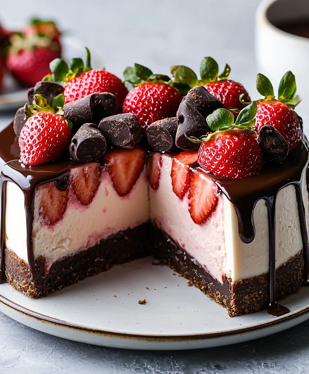 Chocolate Covered Strawberry Cheesecake