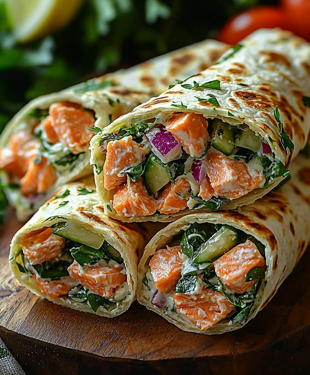 Greek Yogurt Salmon Wraps