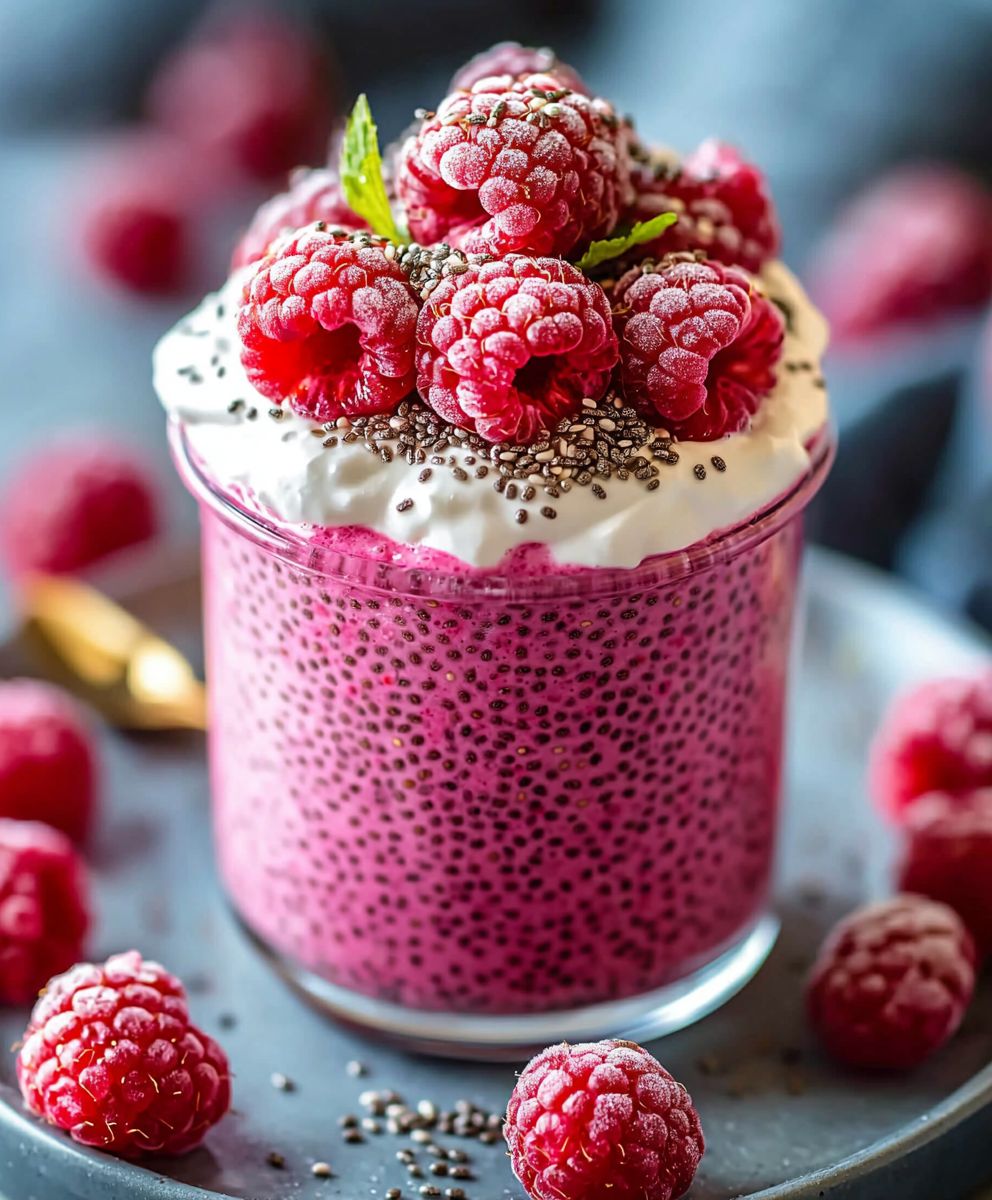 Raspberry chia pudding