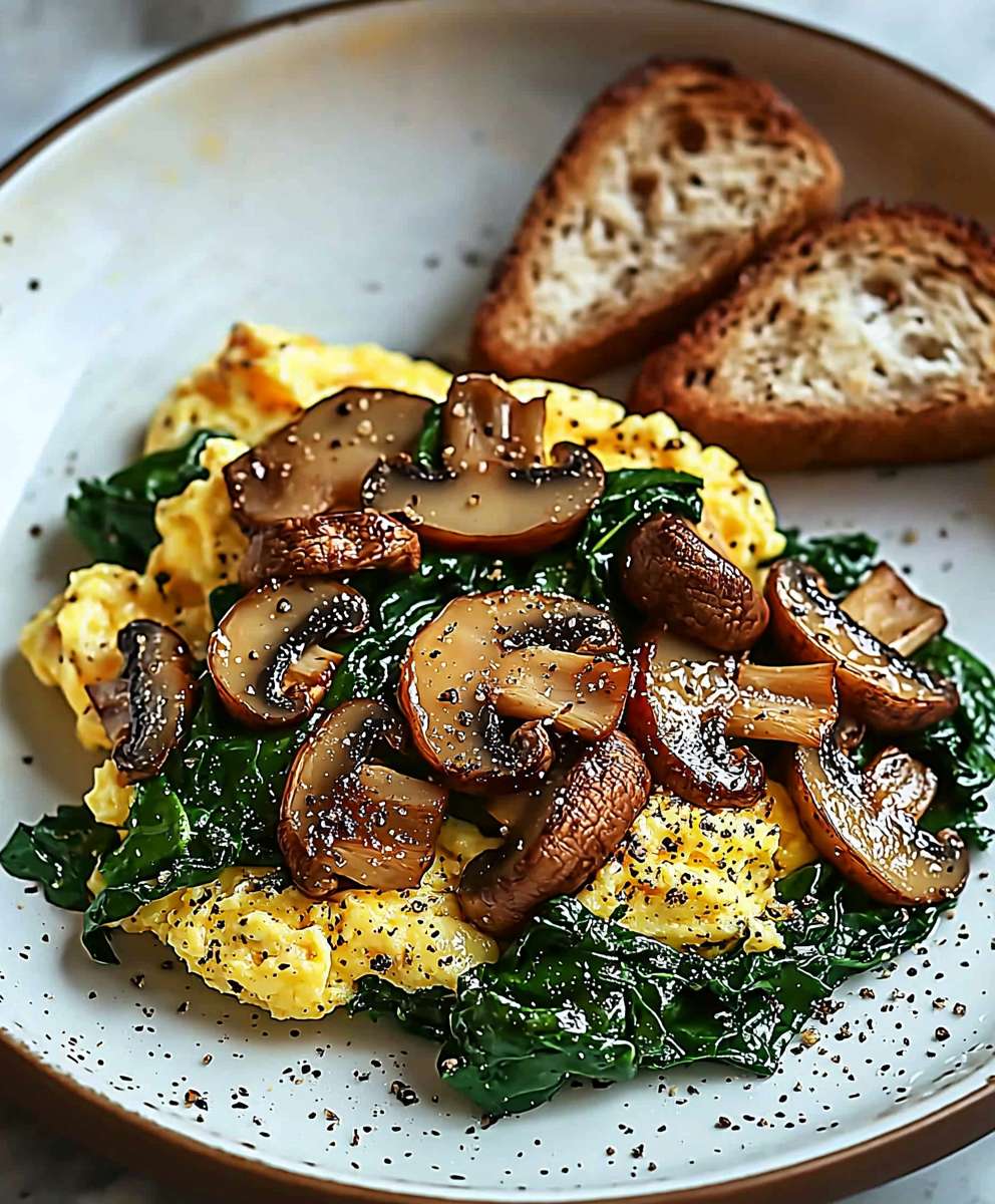 Mushroom Spinach Scrambled Eggs