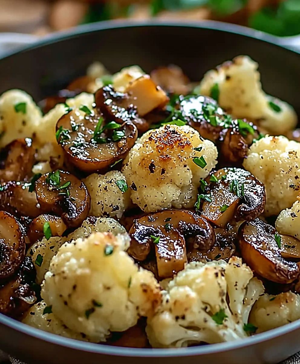 Garlic Cauliflower Mushroom Skillet