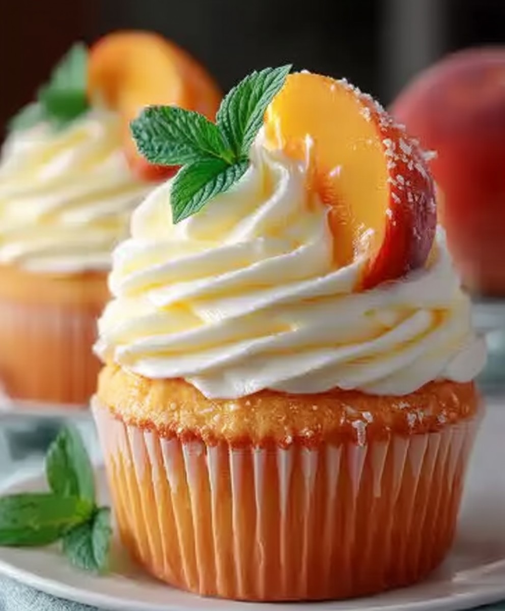 Honey Peach Cream Cheese Cupcakes