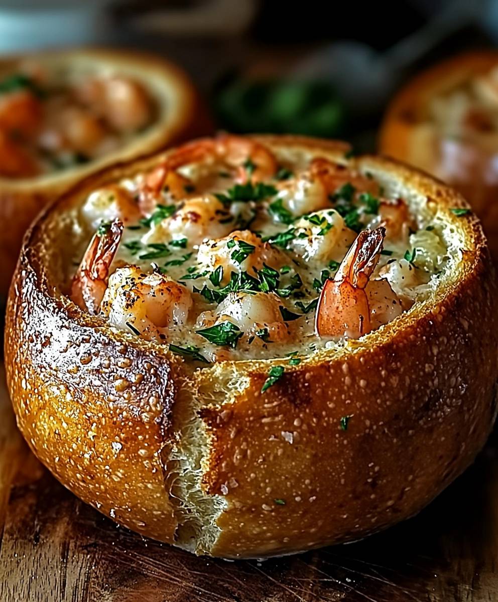 Seafood Stuffed Bread Bowl
