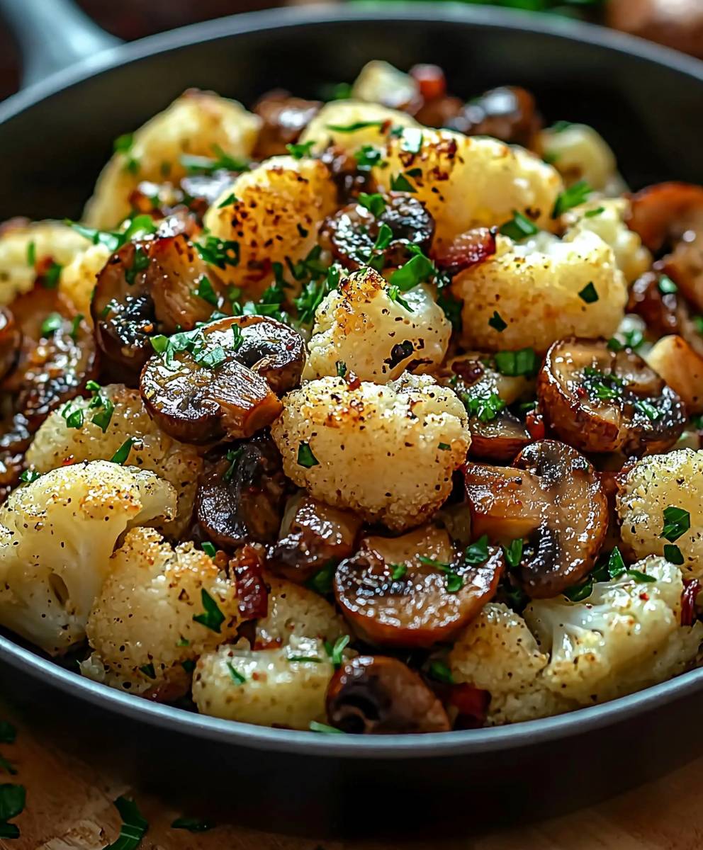 Garlic Cauliflower Mushroom Skillet