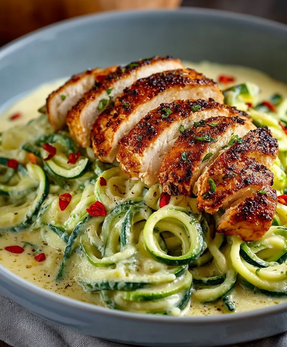 Zucchini Noodle Chicken Alfredo