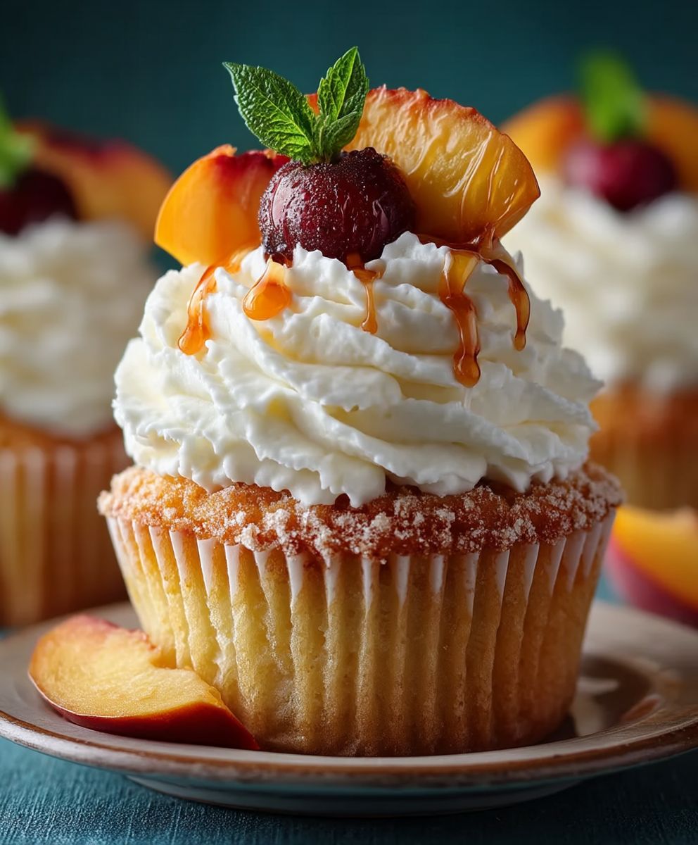 Honey Peach Cream Cheese Cupcakes