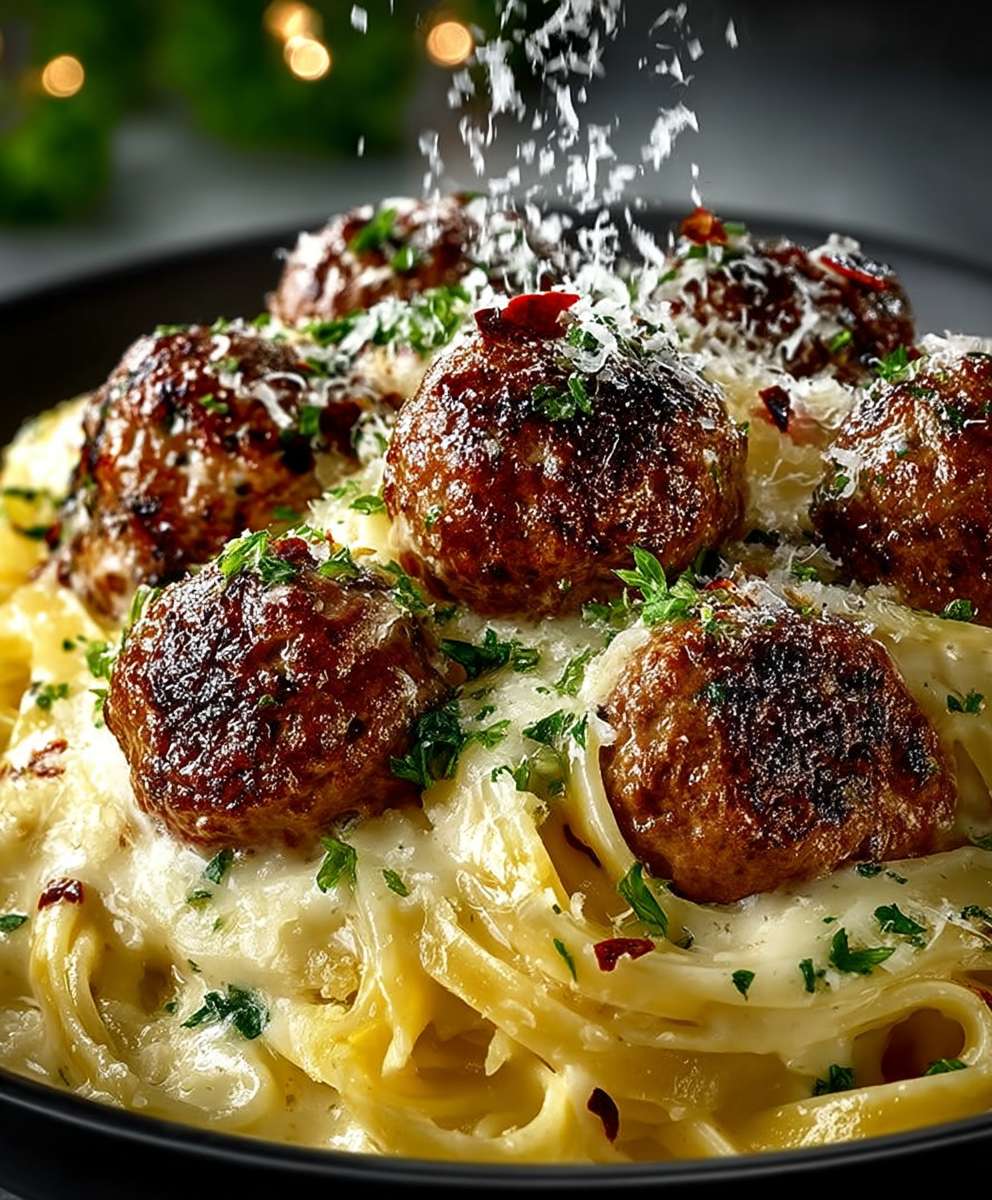 Garlic Butter Meatballs Linguine