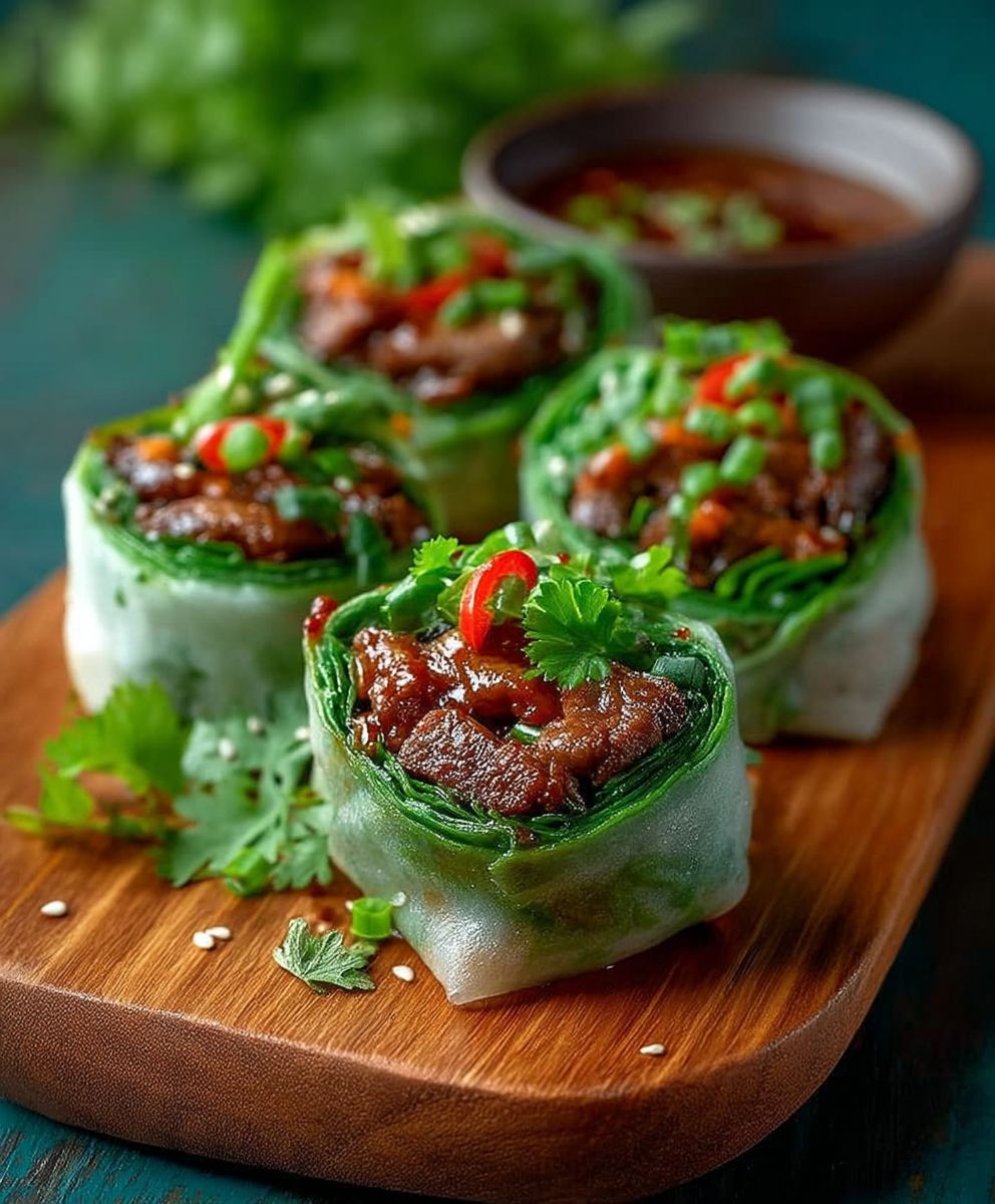 Thai basil beef rolls