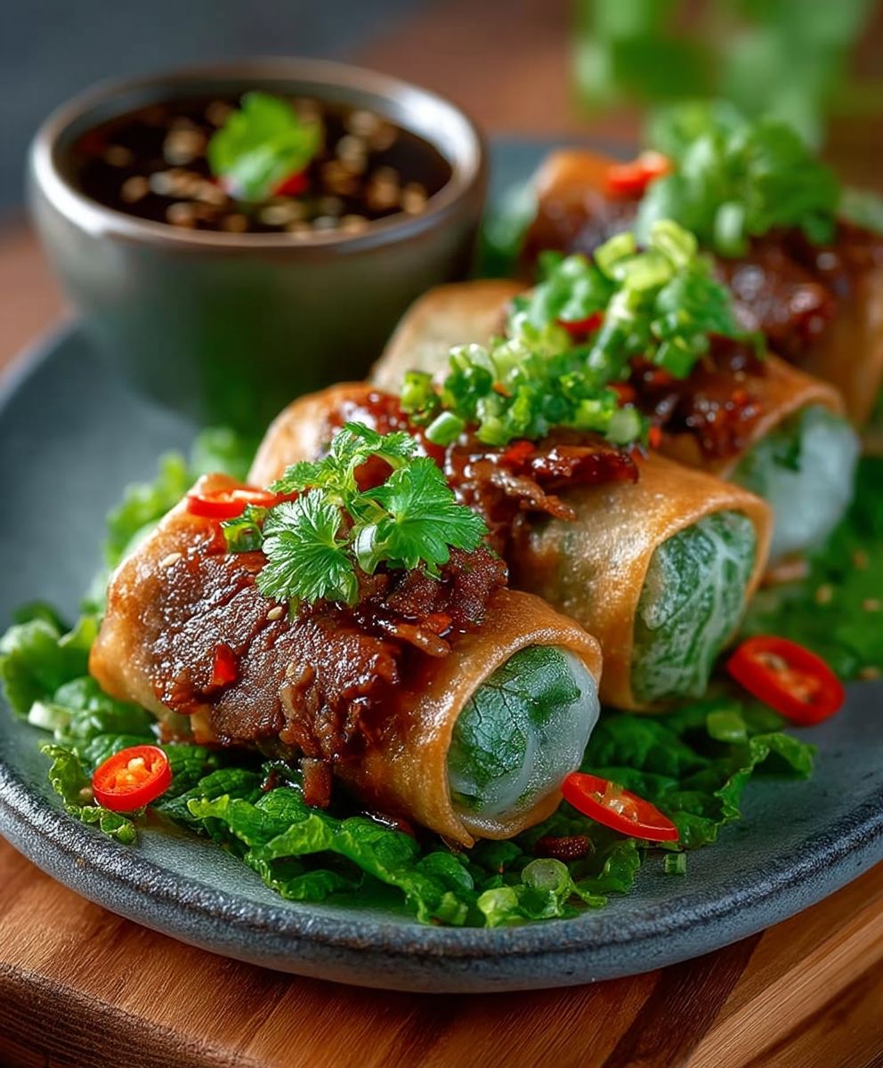 Thai basil beef rolls