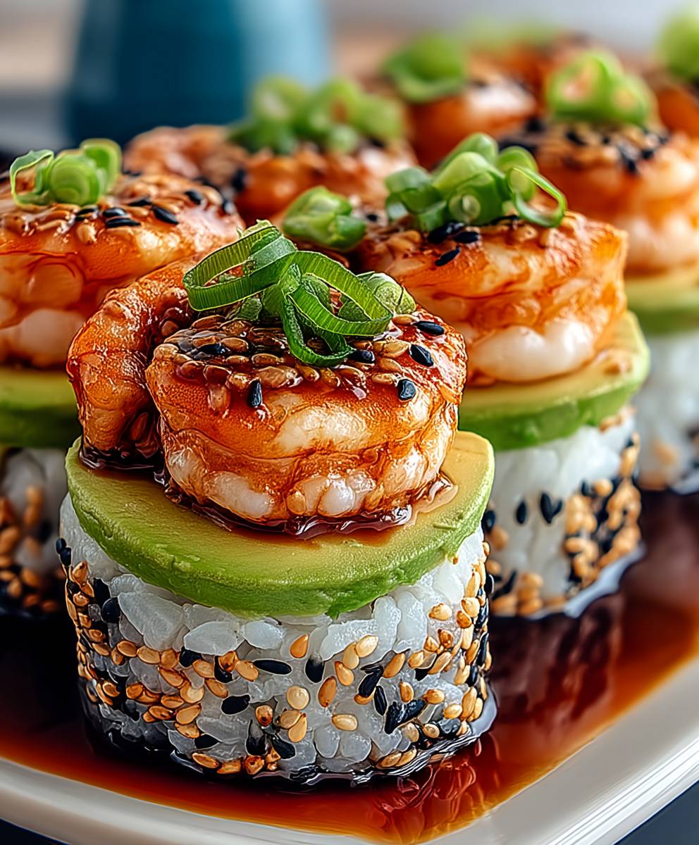 Spicy Shrimp Sushi Stacks