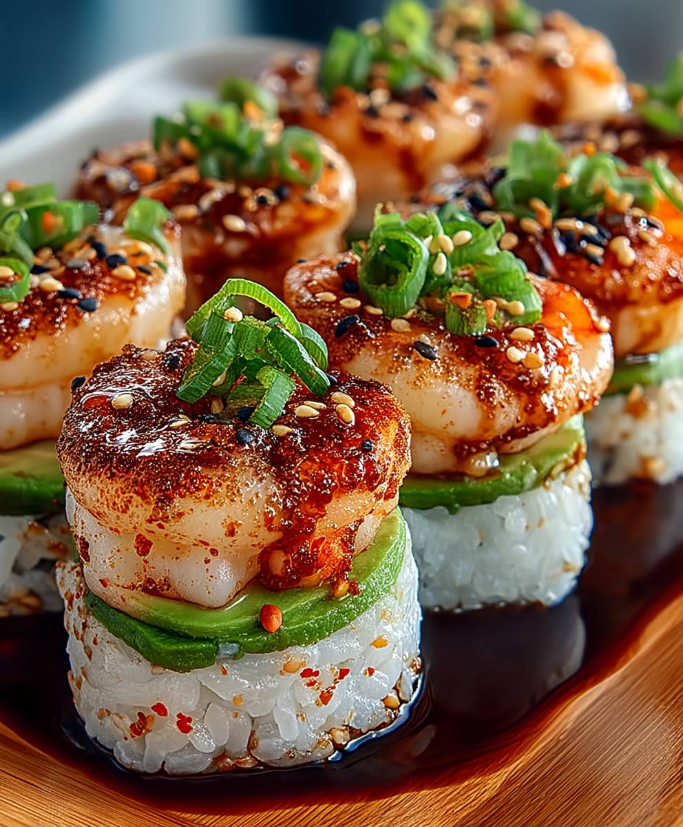 Spicy Shrimp Sushi Stacks