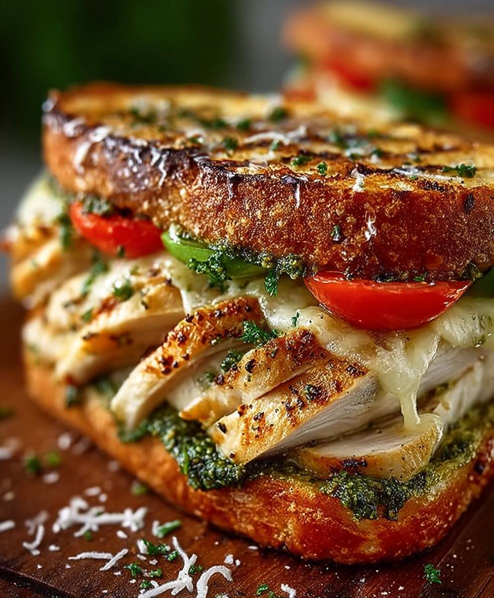 Chicken pesto sourdough sandwich