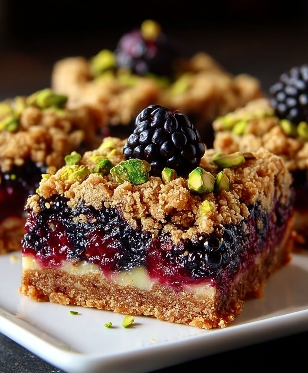 Blackberry Pistachio Dream Bars