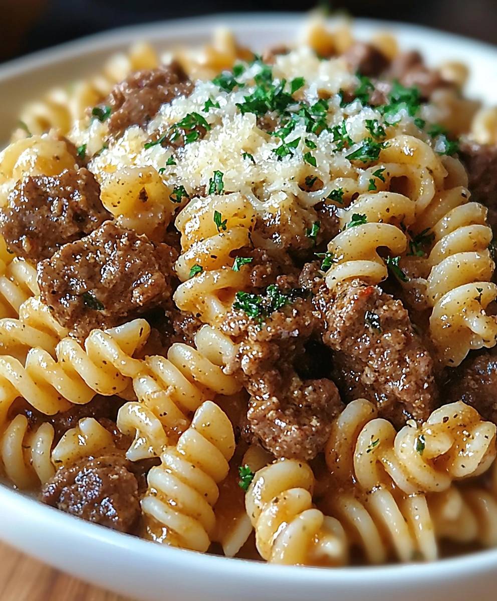 Garlic Parmesan Beef Rotini