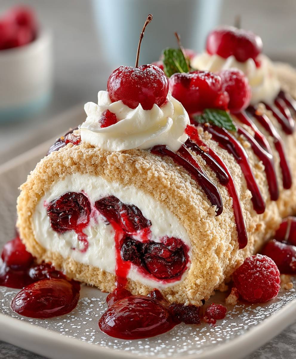 Cherry Cheesecake Cake Roll