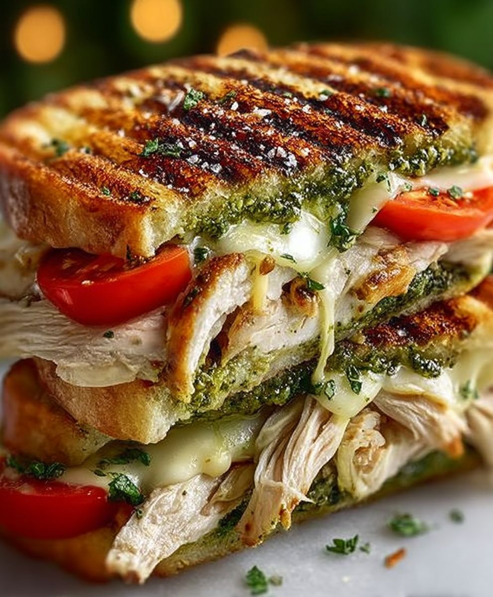 Chicken pesto sourdough sandwich