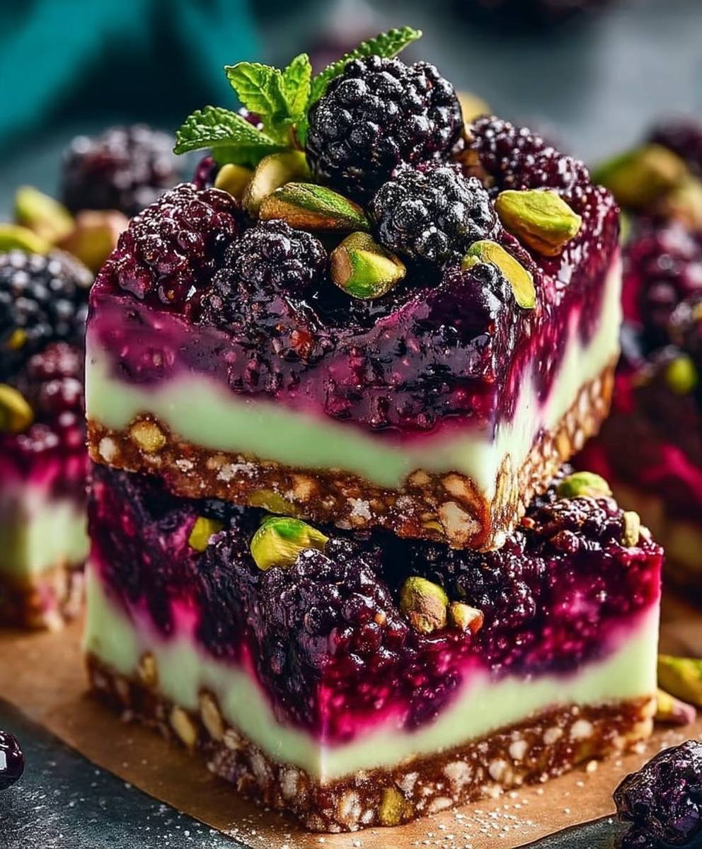 Blackberry Pistachio Dream Bars