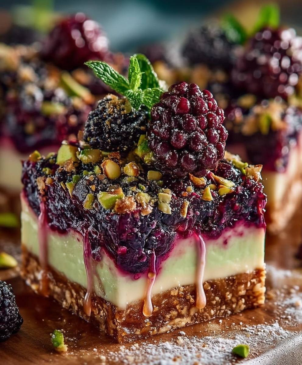 Blackberry Pistachio Dream Bars
