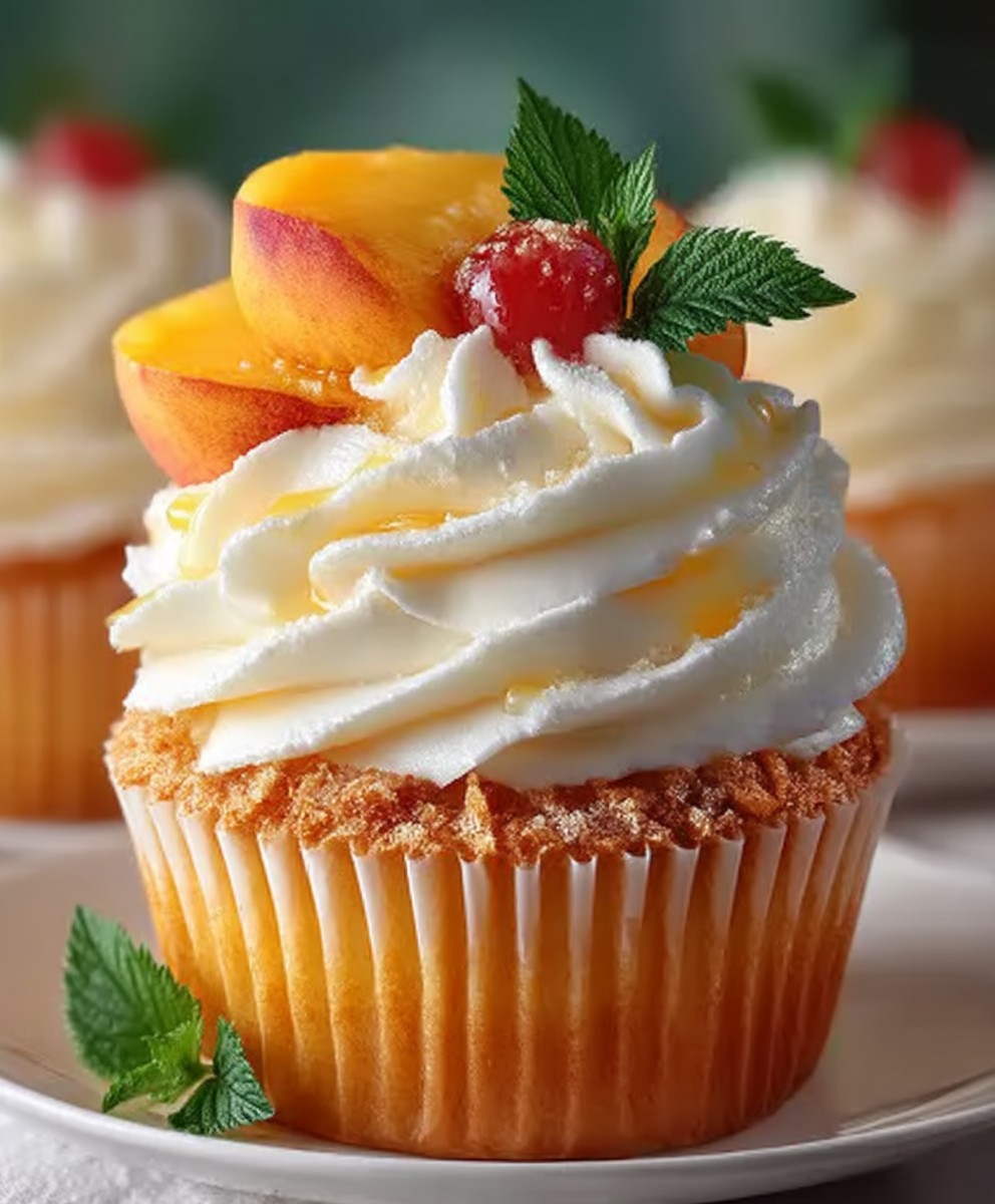 Honey Peach Cream Cheese Cupcakes