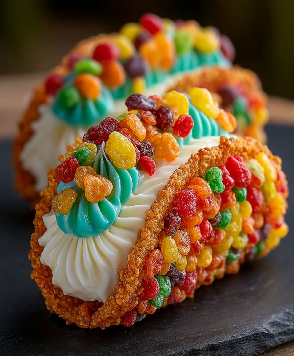 Fruity Pebbles Cheesecake Tacos