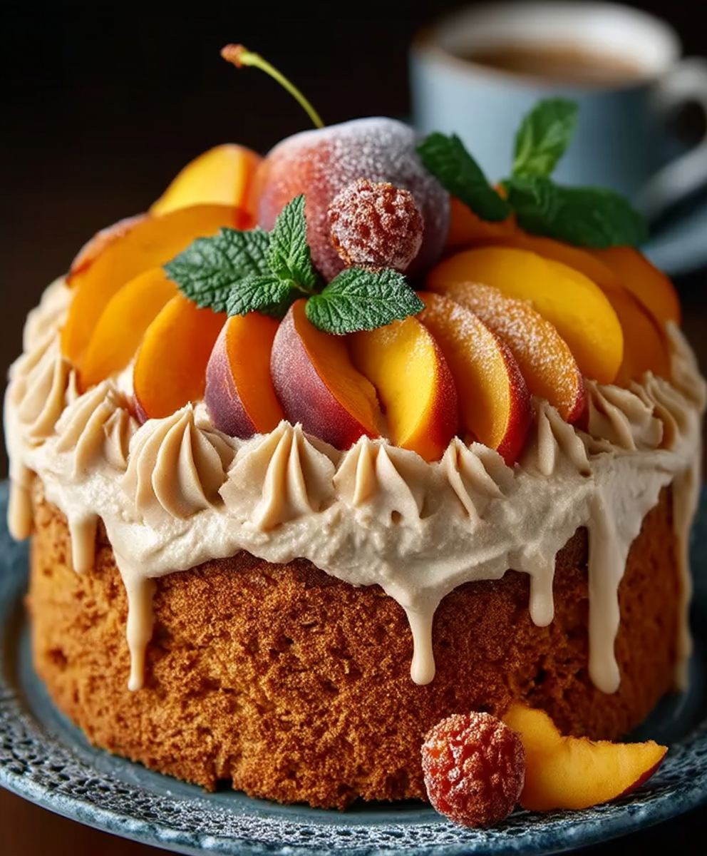 Peach Cake Brown Sugar Frosting