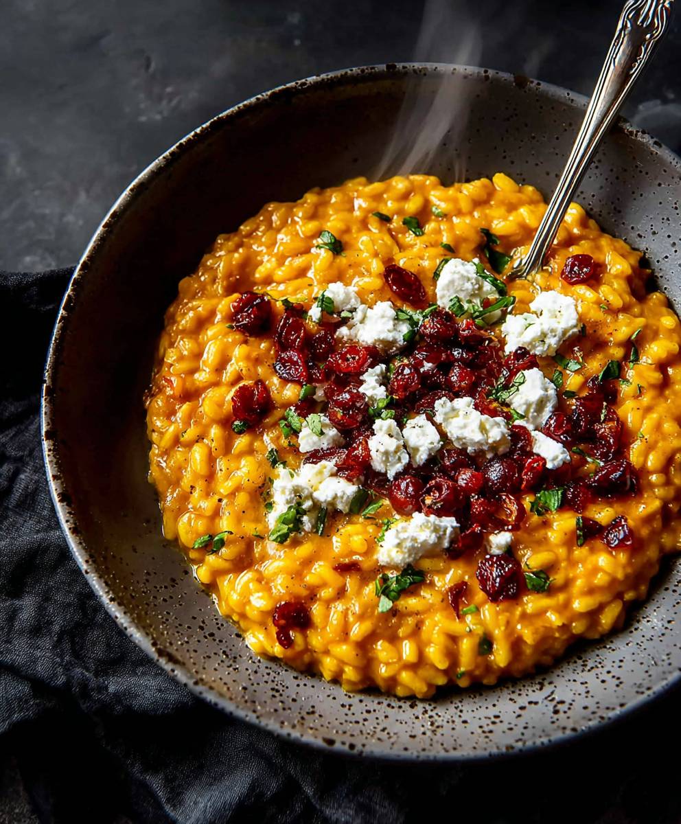 Pumpkin goat cheese risotto
