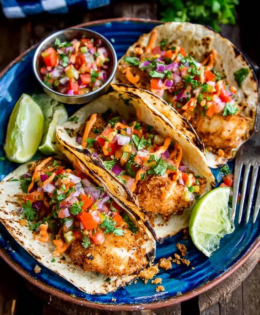 Crispy Fish Tacos Pico Gallo