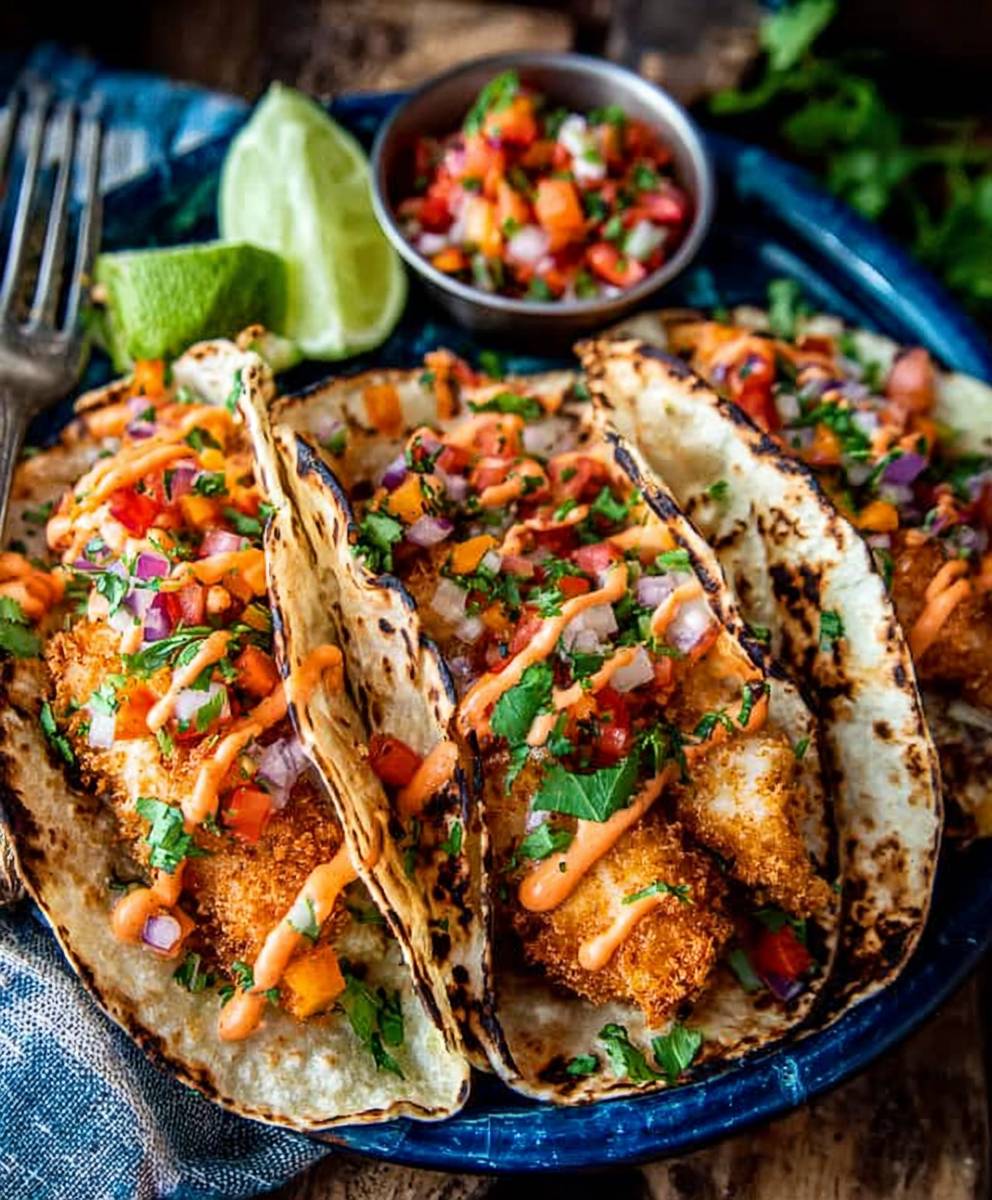 Crispy Fish Tacos Pico Gallo