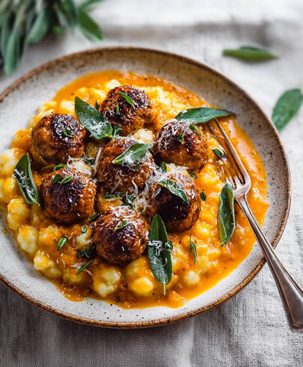 Turkey Meatballs Pumpkin Sage Sauce